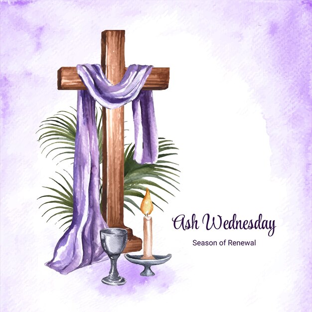 Watercolor illustration for religious ash wednesday celebration