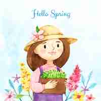 Free vector watercolor illustration for spring season celebration