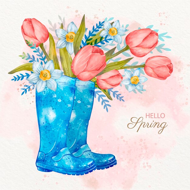 春の季節の祝賀のための水彩画
