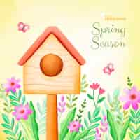 Free vector watercolor illustration for springtime season