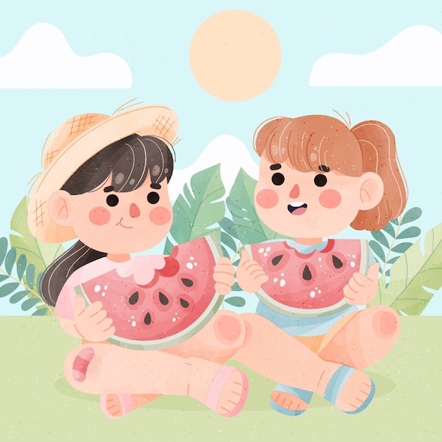 Free vector watercolor illustration for summertime season