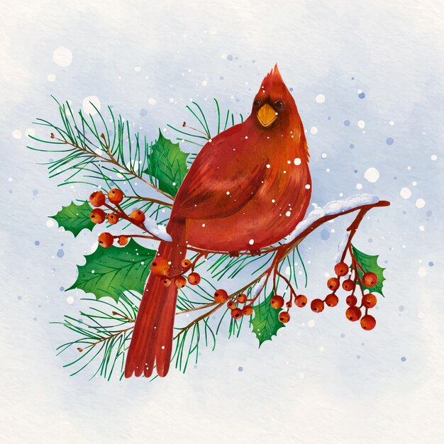 Watercolor illustration for wintertime season