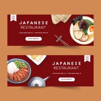 Watercolor illustration with creative sushi-themed  for banners, advertisement and leaflet.