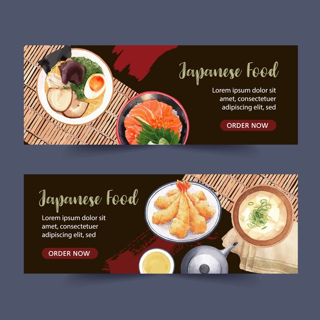 Watercolor illustration with Creative sushi-themed  for banners, advertisement and leaflet.