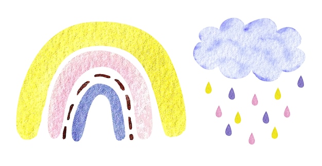 雲と雨と水彩ベクトル虹 保育園 ベビーシャワーのイラスト プレミアムベクター 雲と雨と水彩ベクトル虹 保育園 ベビーシャワーのイラスト プレミアムベクター