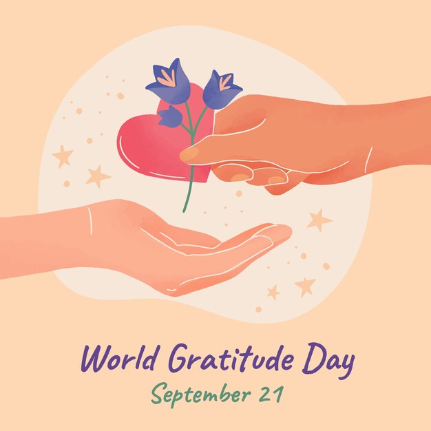 Free Vector watercolor illustration for world gratitude day celebration