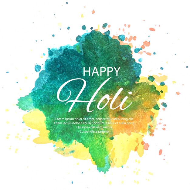 "행복한 Holi"축제 디자인 수채화 모방 여러 배경