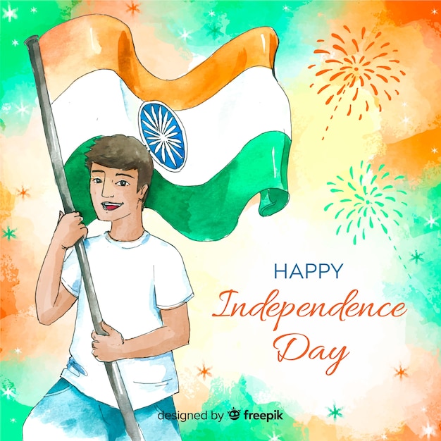 Watercolor india independence day background