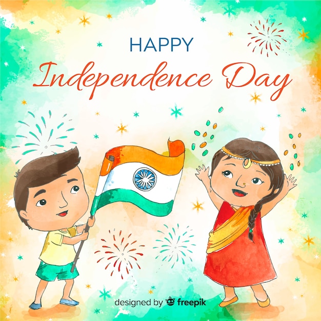 Watercolor india independence day background