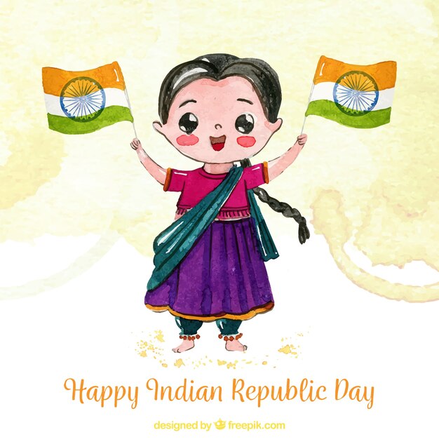 Watercolor india republic day background