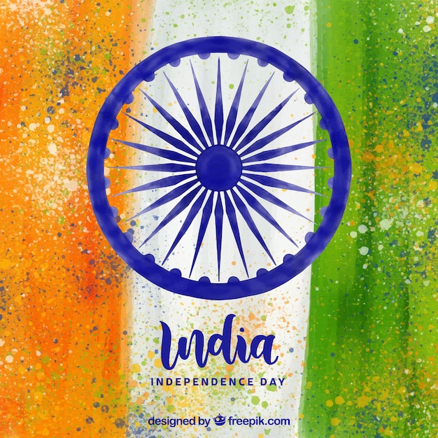 수채화 인도 독립 기념일 배경