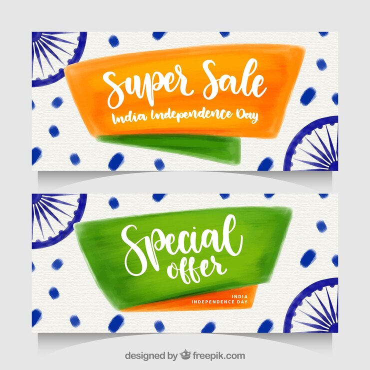 मुफ़्त वेक्टर watercolor indian independence day sale banners