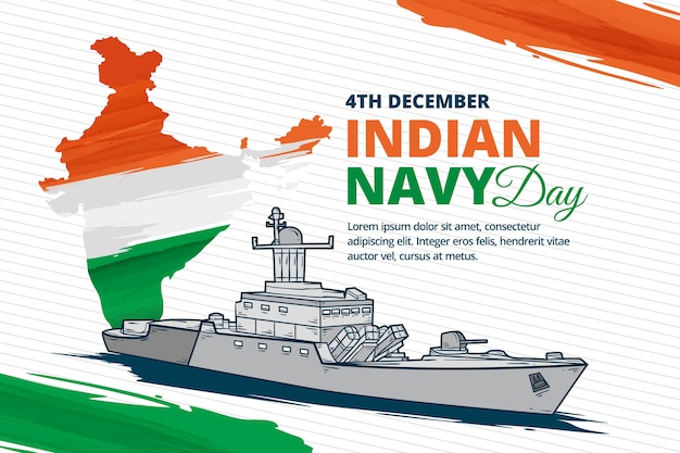 Free vector watercolor indian navy day background