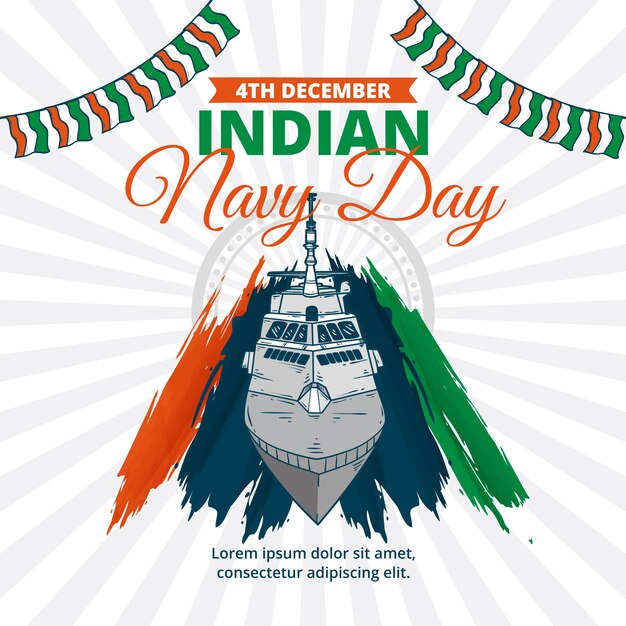 Акварельная иллюстрация дня военно-морского флота Индии