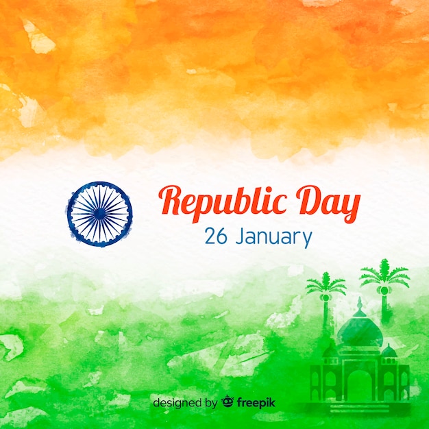 Free vector watercolor indian republic day background