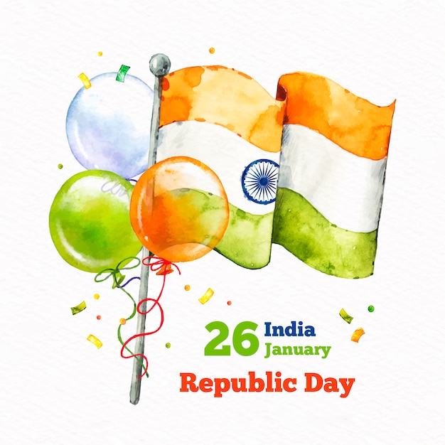 Watercolor indian republic day concept