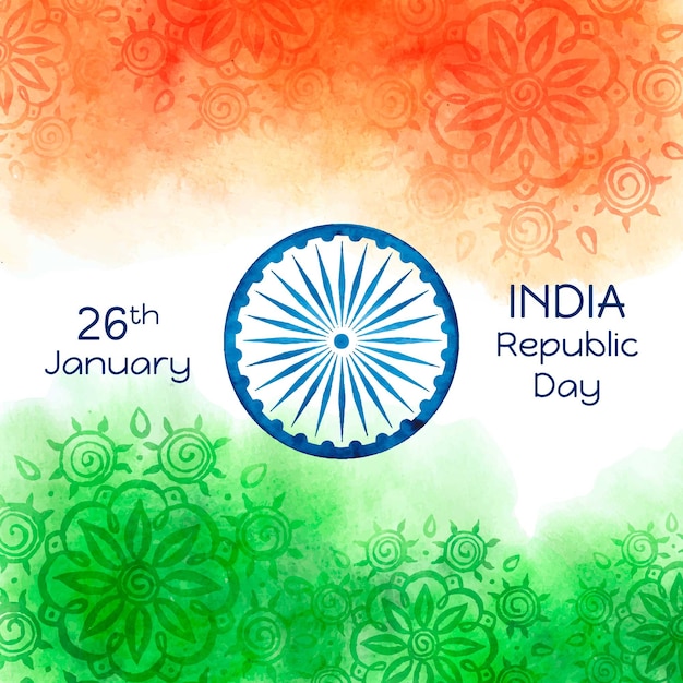 Акварельный индийский день республики