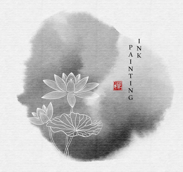 白い背景の上の蓮の花イラスト プレミアムベクター 白い背景の上の蓮の花イラスト プレミアムベクター