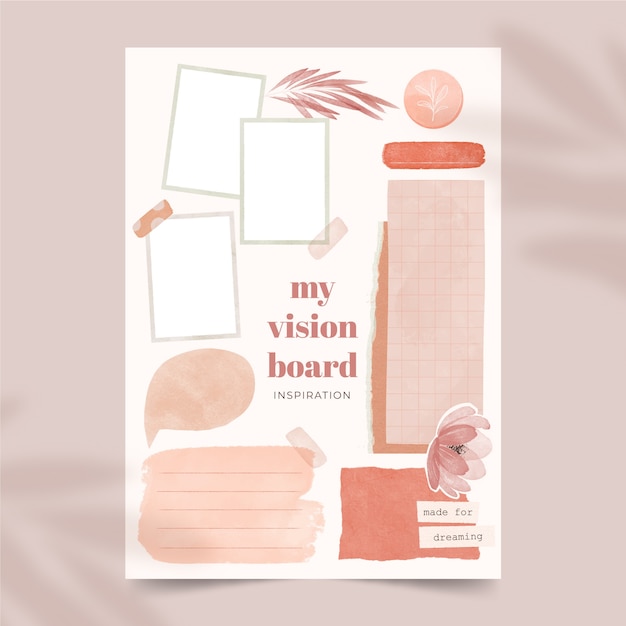 Free vector watercolor inspirational vision board template