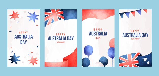Watercolor instagram stories collection for australian national day