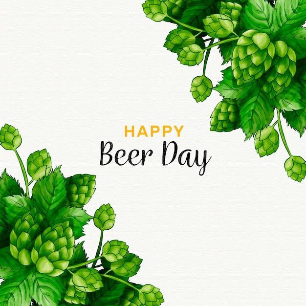 Watercolor international beer day concept