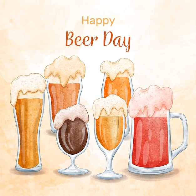 Free vector watercolor international beer day