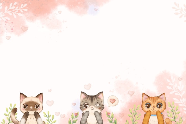 Free vector watercolor international cat day background