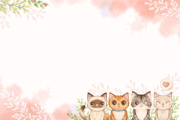 Бесплатное векторное изображение Акварель международный день кошек фон