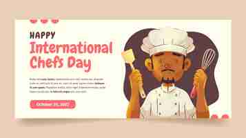 Free vector watercolor international chefs day horizontal banner template