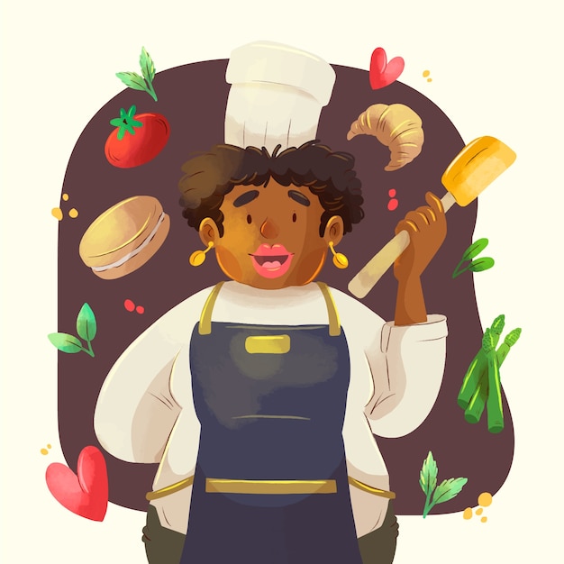 Watercolor international chefs day illustration