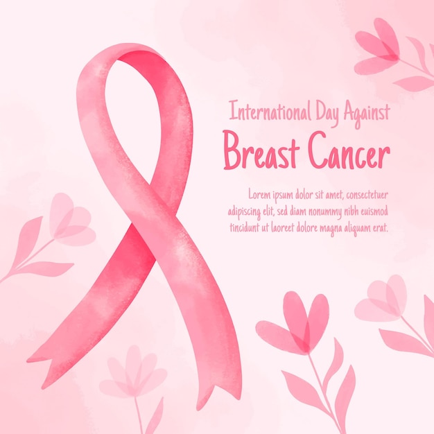 Watercolor international day against breast cancer background
