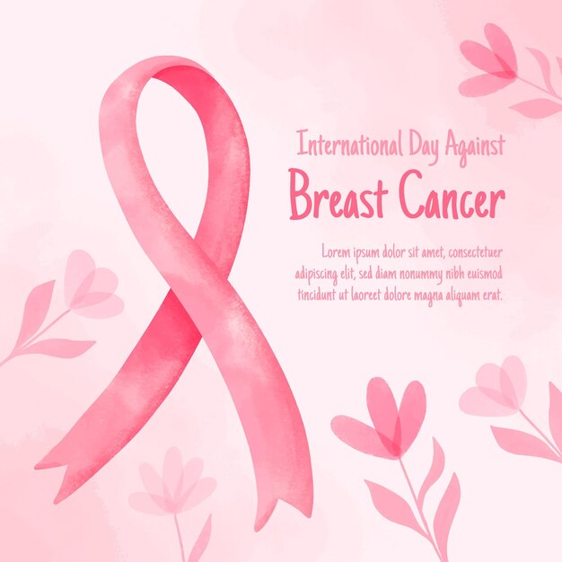 Watercolor international day against breast cancer background