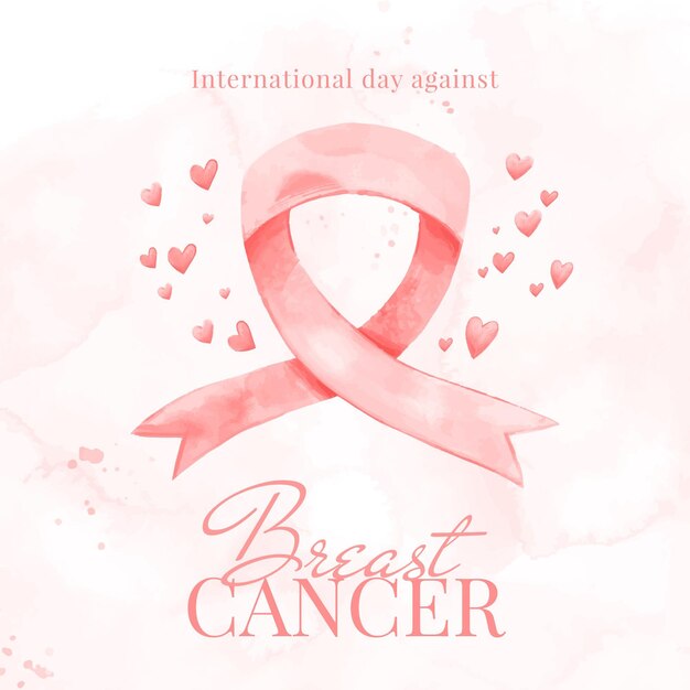 Watercolor international day against breast cancer background