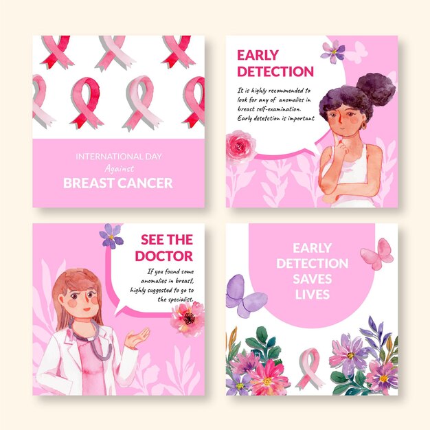 유방암에 대한 수채화 국제의 날 인스타그램 게시물 모음