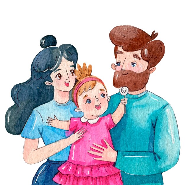Watercolor international day of families illustration