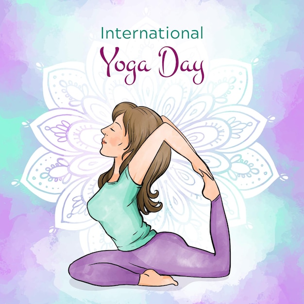 Watercolor international day of yoga