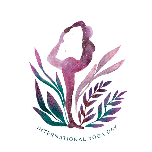 Watercolor international day of yoga