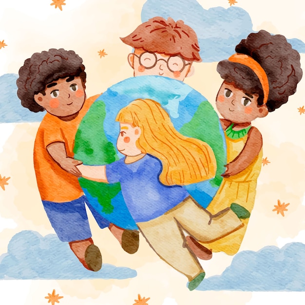 Free vector watercolor international human solidarity day illustration