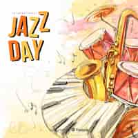 Free vector watercolor international jazz day background