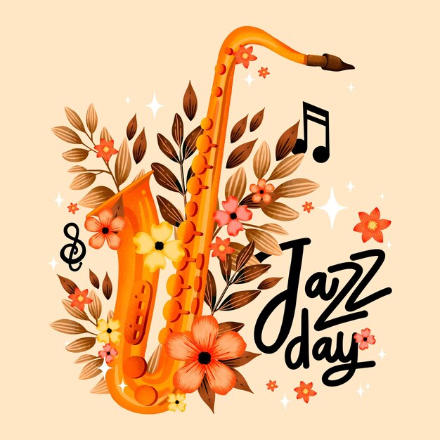 Watercolor international jazz day illustration