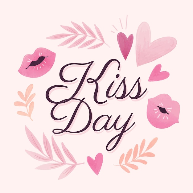 Vettore gratuito illustrazione dell'acquerello international kissing day