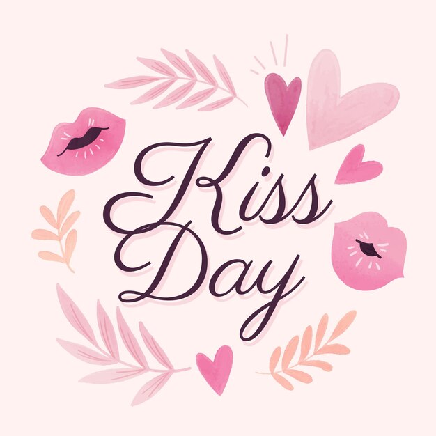 Watercolor international kissing day illustration
