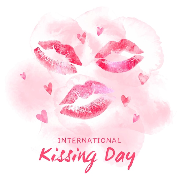 Watercolor international kissing day illustration