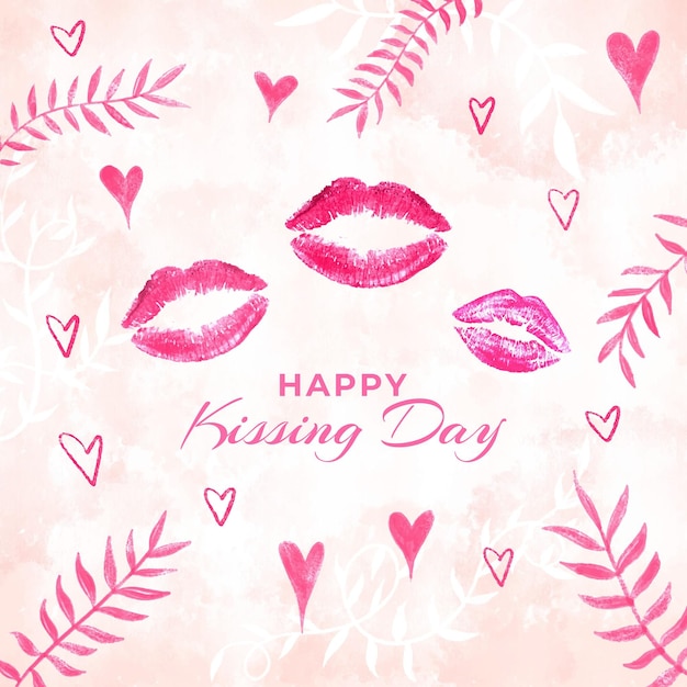 Free vector watercolor international kissing day illustration