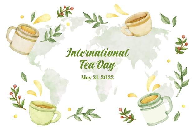 Watercolor international tea day background