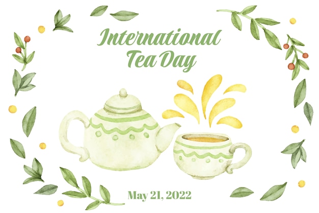 Free vector watercolor international tea day background