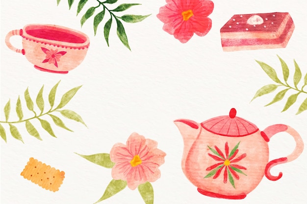 Free vector watercolor international tea day background