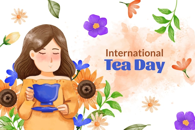 Free vector watercolor international tea day background