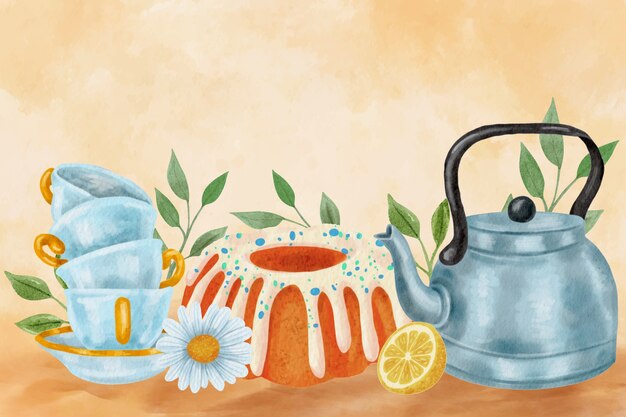 Watercolor international tea day background