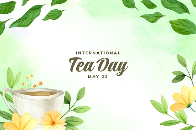 Watercolor international tea day background